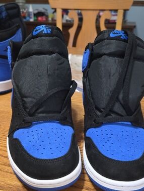 Jordan 1 Retro Size 10.5m Blue and Black High-Top Sneakers Brand New.